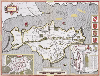 Isola di Wight, incisa da Jodocus Hondius (1563-1612) da 